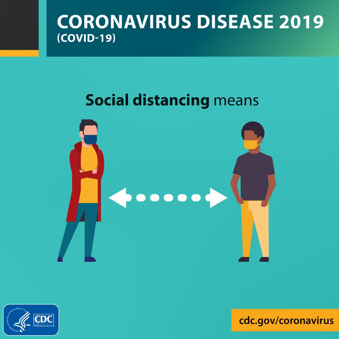 coronavirus disease 2019 covid-19 social distancing means putting space between yourself and others cdc.gov/coronavirus 