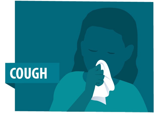 Cough with illustration of person wiping their nose