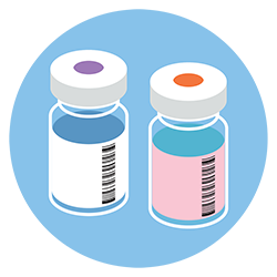 Illustration of two vaccine vials 
