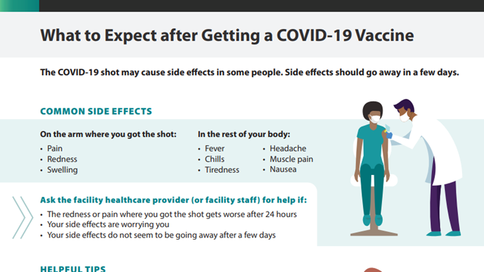 Qué esperar luego de recibir la vacuna contra el COVID-19