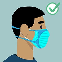 Man wearing blue facemask