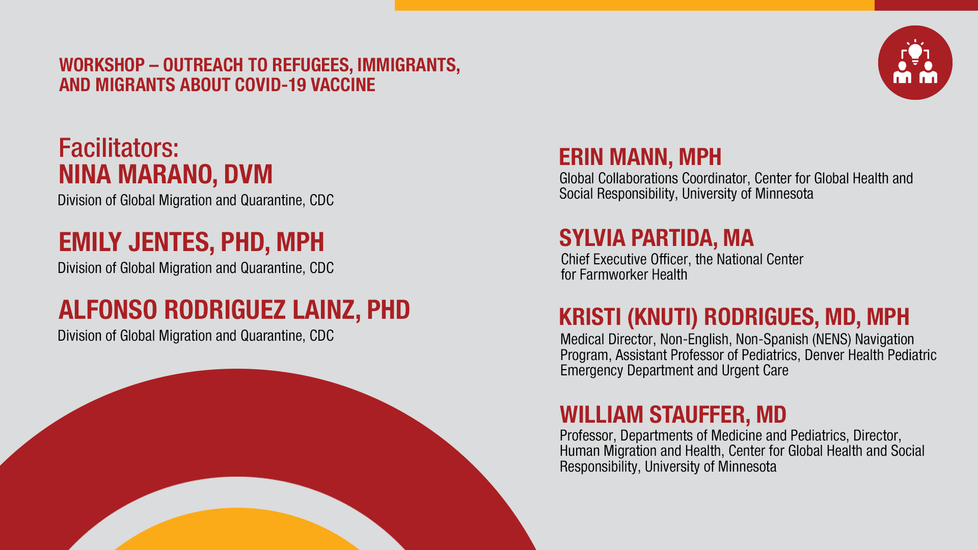 National Forum on COVID-19 Vaccine Workshop: Outreach to refugees, immigrants, and migrants about COVID-19 Vaccine