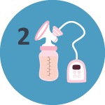 Circular image with the number 2 and a breast pump.
