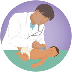 Doctor treating an infant