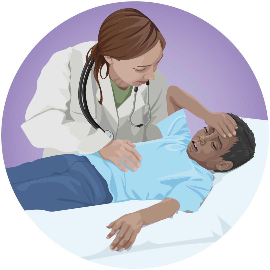 Doctor examinando a un niño enfermo