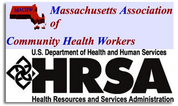 Massachusetts Association of Community Health Workers and HRSA logos.