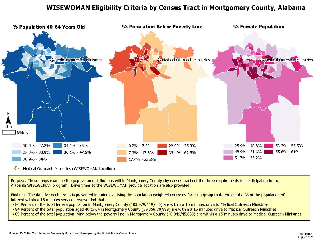 WISEWOMAN Eligibility Criteria by Census Tract in Montgomery County, Alabama