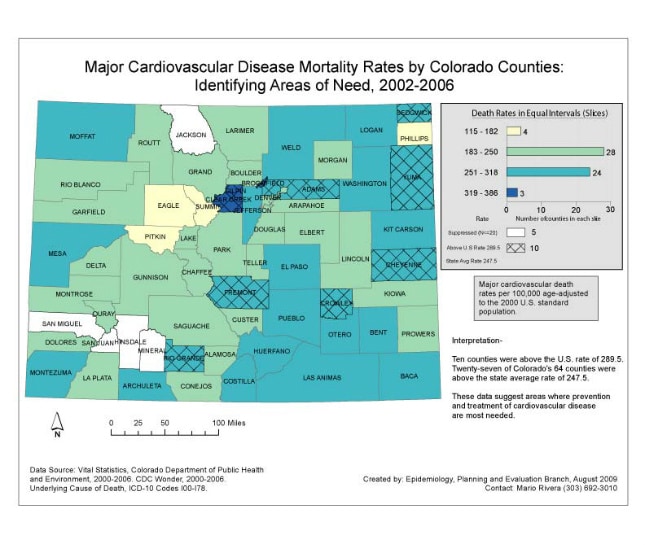 Major Cardiovascular Disease Mortality Rates by Colorado Counties: Identifying Areas of Need, 2002-2006