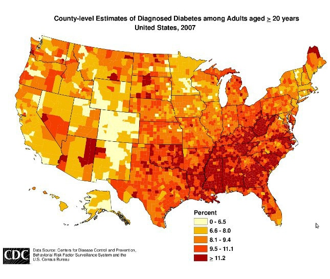 2007 Estimates of the Percentage of Adults with Diagnosed Diabetes