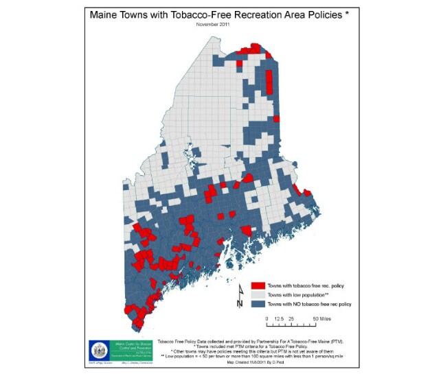 Maine towns with Tobacco-Free Recreation Areas