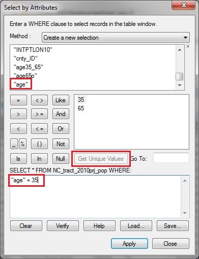The Select by Attributes window.