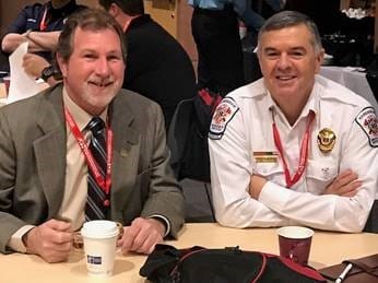 Chad Black, Habersham County EMS, and Chris Threlkeld, Region 10 EMS Director, attend the Georgia Stroke Conference in 2019. 
