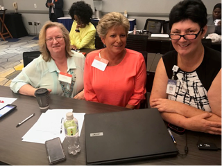 Rachel Lewallen, Stroke Abstractor at Habersham Medical Center; Beth Hester, ED Manager at Habersham Medical Center; and Teri Newsome, QI Coordinator at GCASR, attend a Stroke Boot Camp meeting in 2018.