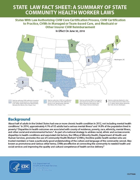 A Summary of State Community Health Worker Laws – 2016