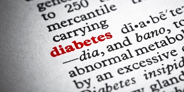Closeup of dictionary page showing definition of diabetes
