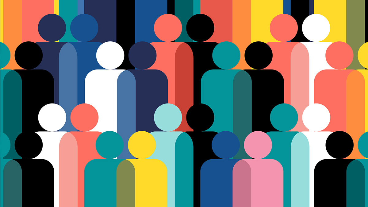 Illustration of abstract people in rainbow colors
