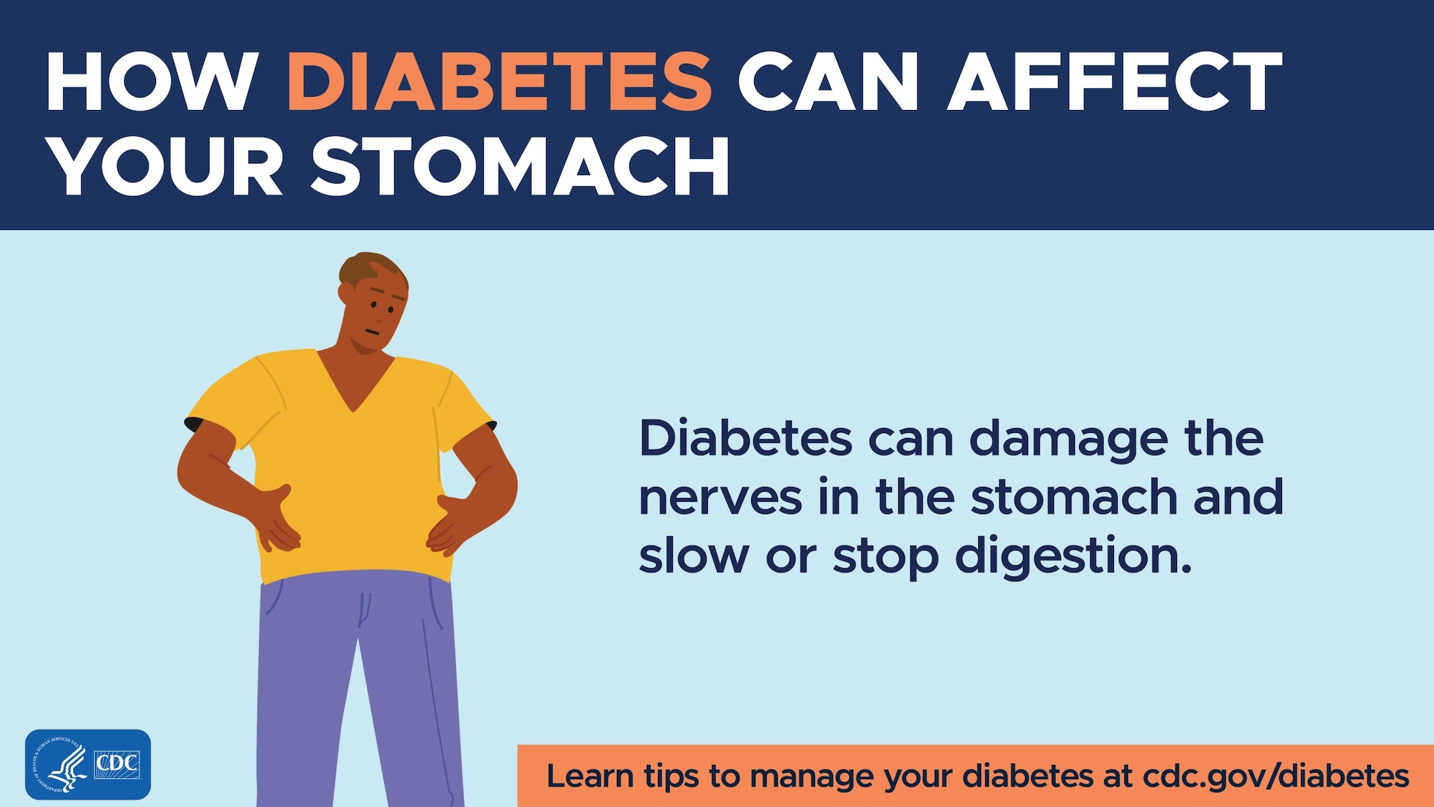 Diabetes can damage the nerves in the stomach and slow or stop digestion