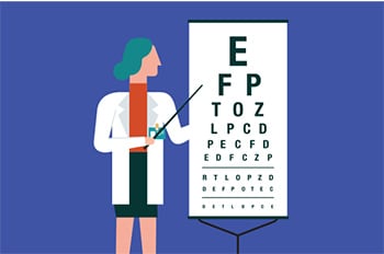 eye doctor with chart