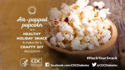 Air-popped popcorn is a healthy holiday snack and makes for a crafty diy decoration!