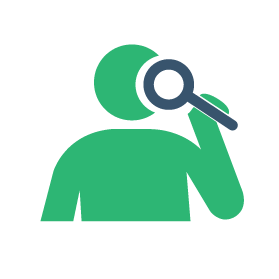 Graphic of person holding large magnifying glass up to their face