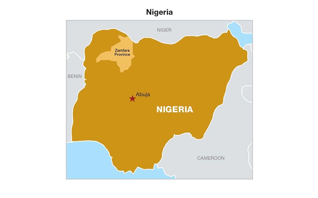 Map of Nigeria, Zamfara province is located in the north west of Nigeria and is far from any city or paved roads.
