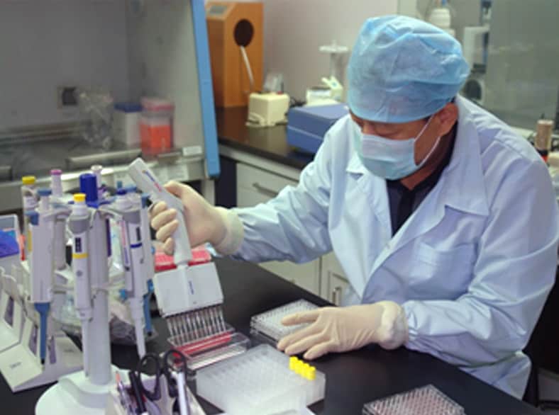 Lab worker tests samples in a laboratory