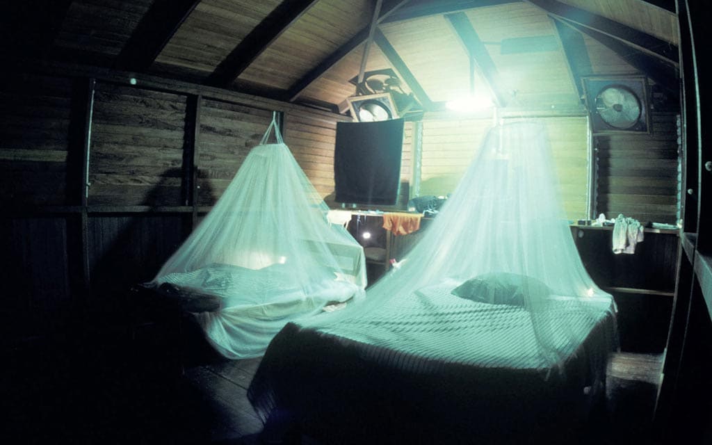 Using nets over a bed can give protection from mosquitoes.