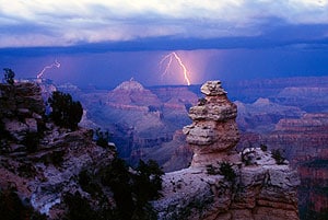 Lightning Strike in Desert Canyon