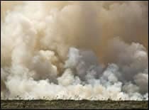 Photo of smoldering fire.