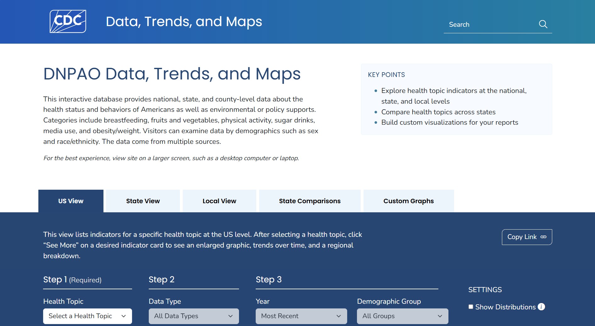 Data, Trends, and Maps screenshot