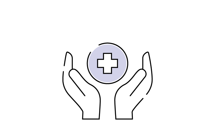 hands holding a circle with a health icon