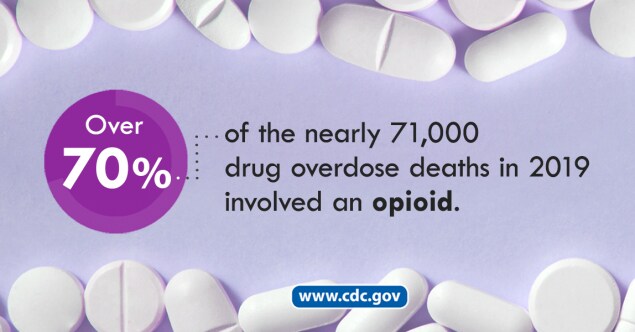 Over 70 percent of the nearly 71,000 drug overdose deaths in 2019 involved an opioid.