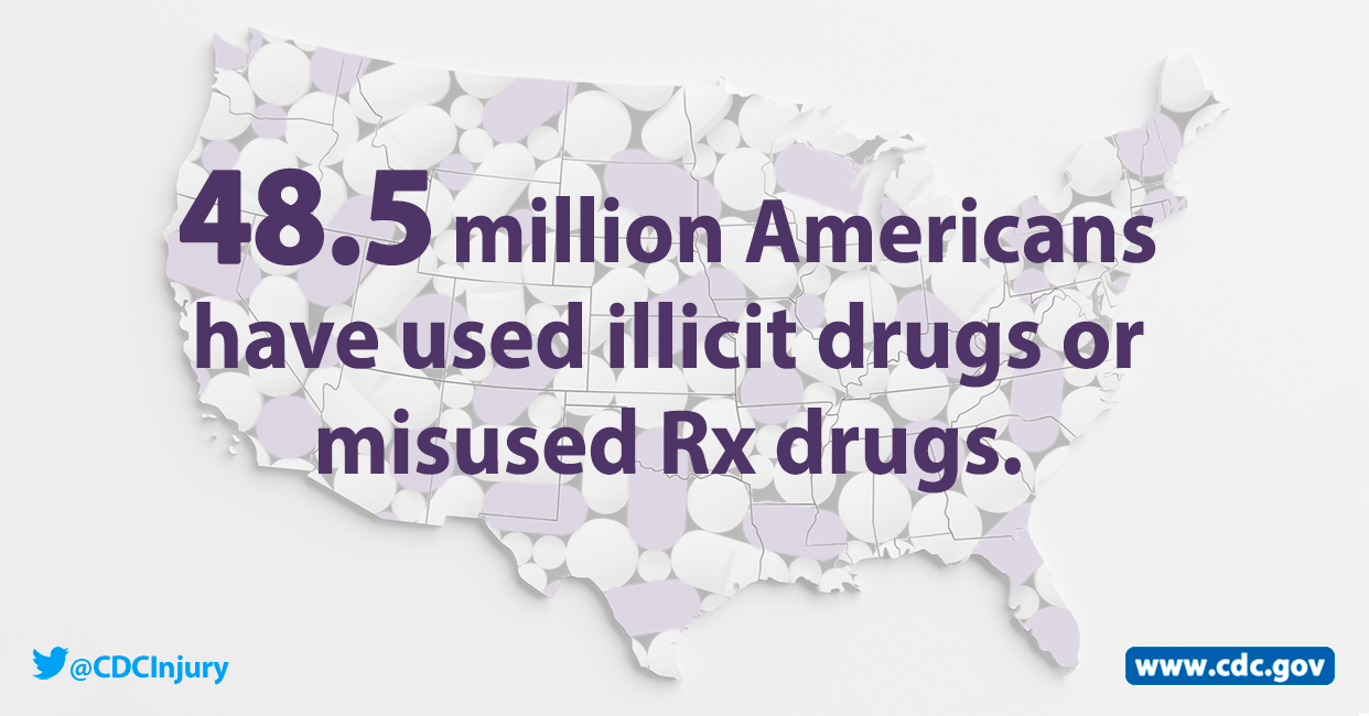 Almost 18 out of 100 Americans have used illicit drugs or misused Rx drugs. @CDCInjury www.cdc.gov