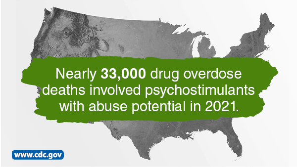 Nearly 33,000 drug overdose deaths involved psychostimulants with abuse potential in 2021.
