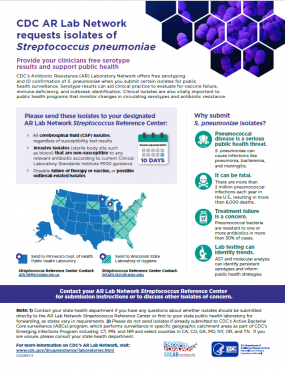CDC AR Lab Network requests isolate of Streptococcus pneumoniae