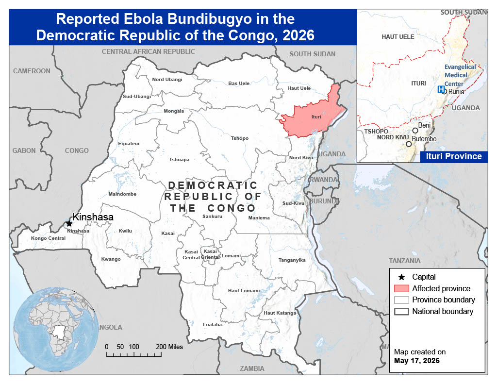 Ituri province is in the northeastern part of DRC near the border with Uganda