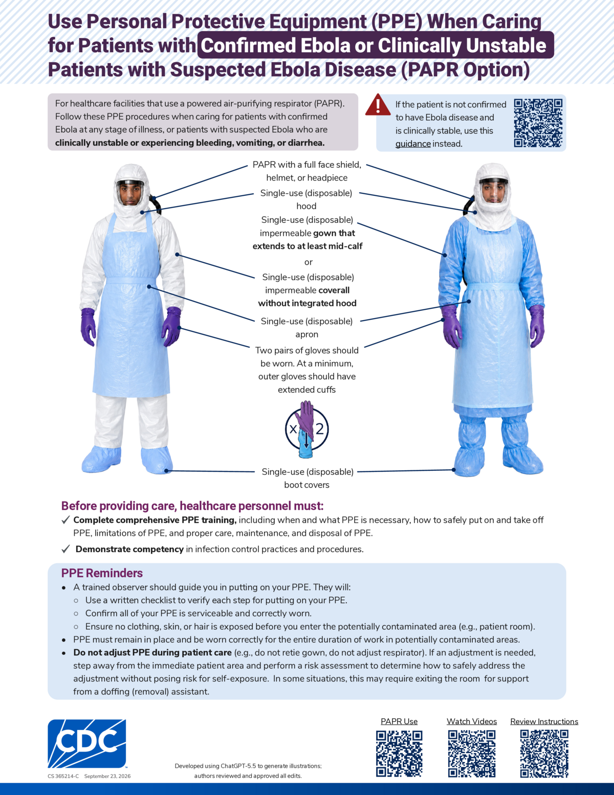Screenshot of the first page of "Using PPE for Ebola Patients (PAPR)"