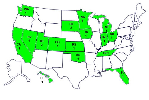 Final Case Count Map Persons infected with the outbreak strain of E. coli O157:H7, by state, as of January 4, 2010 (n=21)