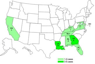 Final Case Count Map: Persons infected with the outbreak strain of E. coli O145, by state