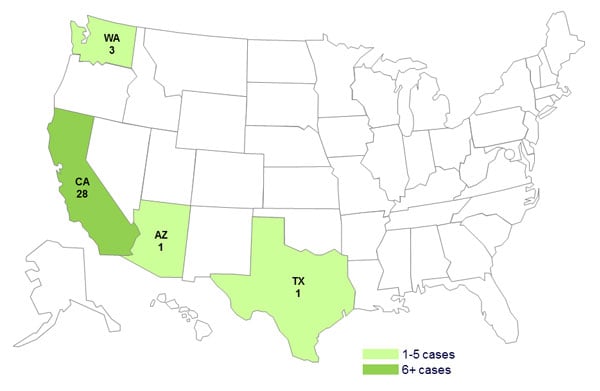 Final Case Count Map: Persons infected with the outbreak strain of E. coli O157:H7, by state