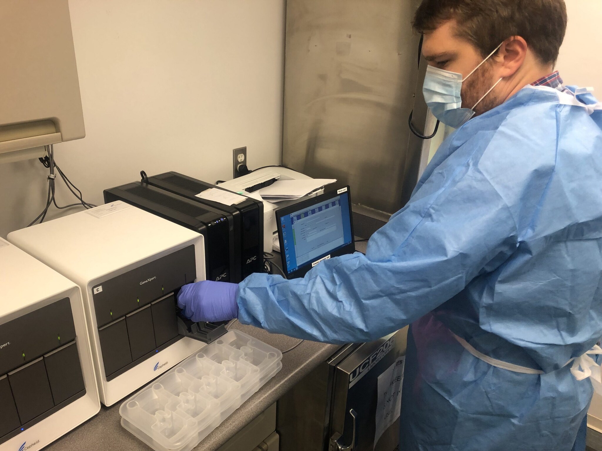 LLS Fellow David Payne installs Point of Care testing instruments on a Mobile Testing Unit (MTU) in July 2021.  The DC Public Health Laboratory uses the MTU to provide rapid, on-site COVID-19 testing to residents of Washington DC.