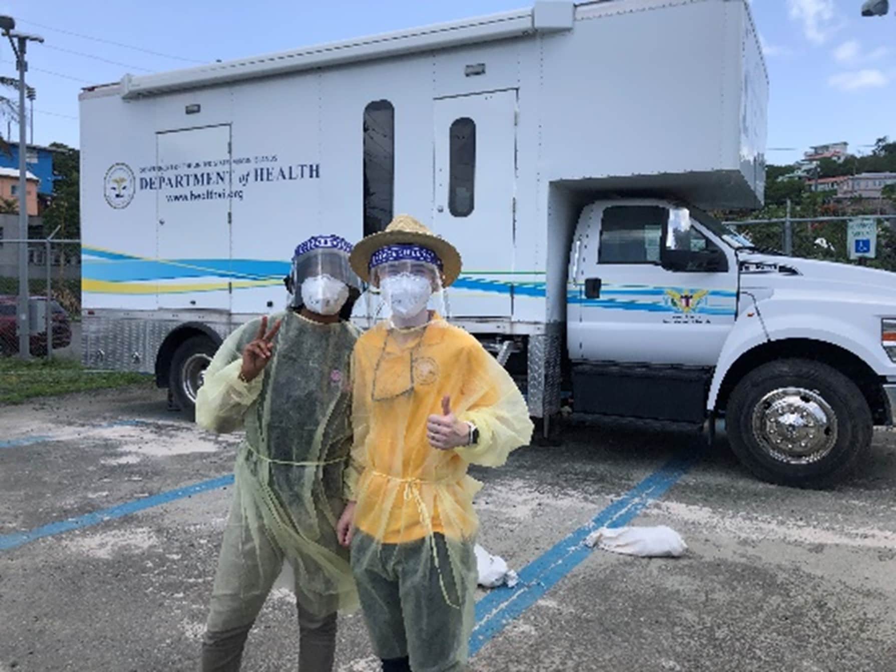 U.S. Virgin Islands EIS officer Katie Labgold (right) and CSTE Applied Epidemiology Fellow Jade Bernadel