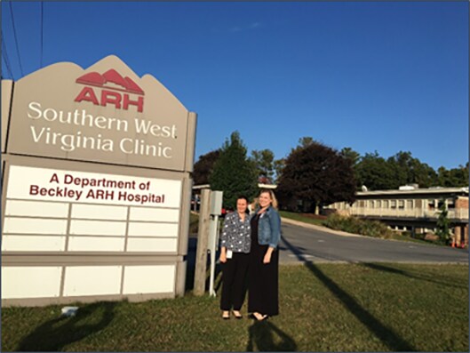Mary (Molly) Evans, MD, MPH, EIS Class of 2016, and Sarah Labuda, MD, MPH, EIS Class of 2017 work in the field at the Appalachian Regional Healthcare’s Southern West Virginia Clinic.