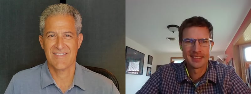 Richard Besser (left image) being interviewed by Ian Pray (right image).