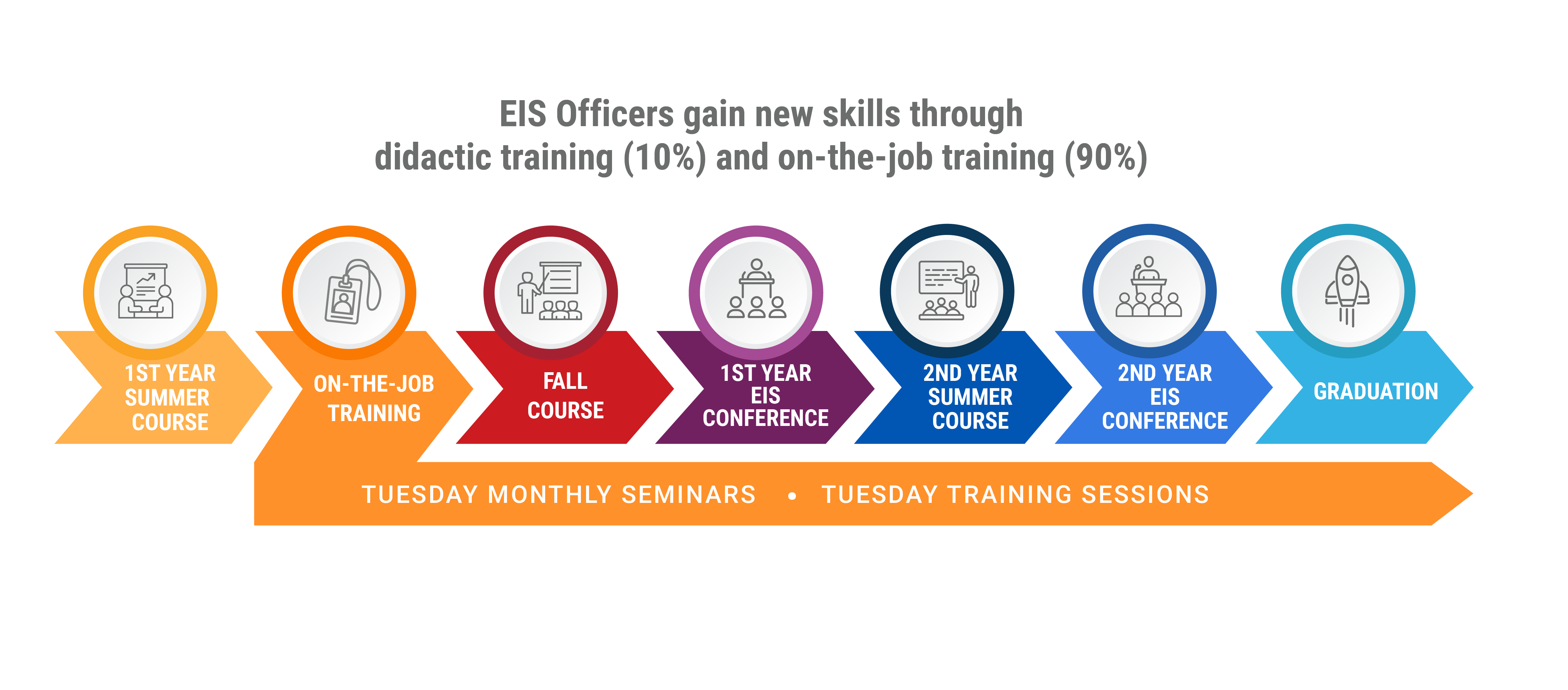 Depicts a seven-step process where EIS officers receive didactic and on-the-job training.