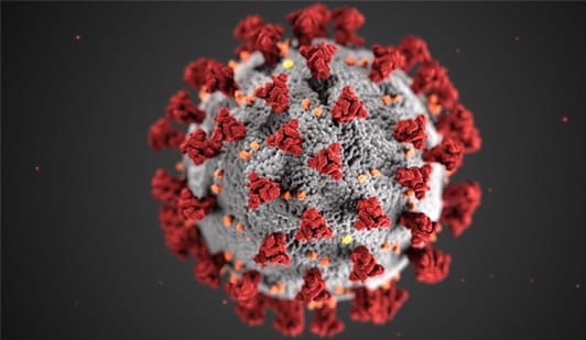 A close up of the covid-19 virus