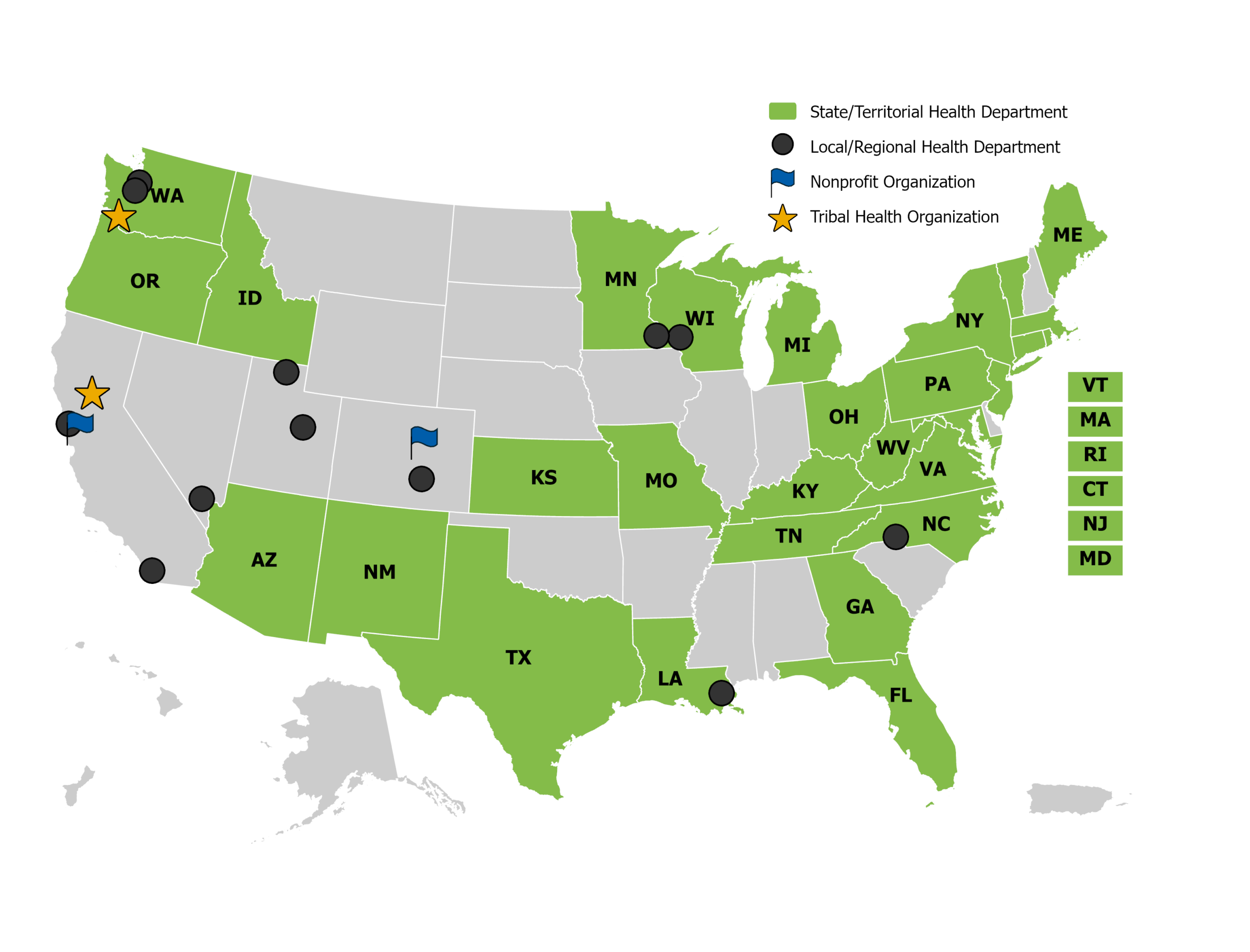 Map showing EHC recipients.