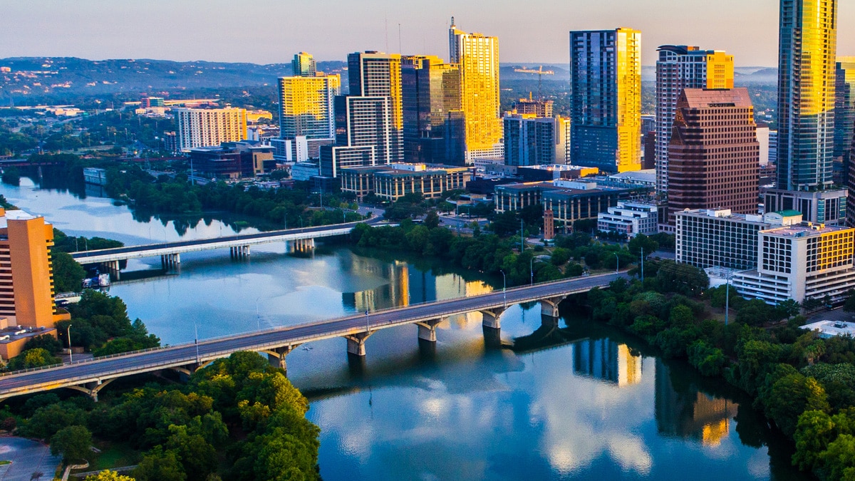 Aerial view of Austin, Texas cityscape