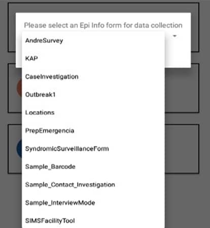 Screen shot demonstrating the Available Forms drop-down list