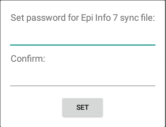 Screen shot of the dialog window for setting the password for the synchronization file.